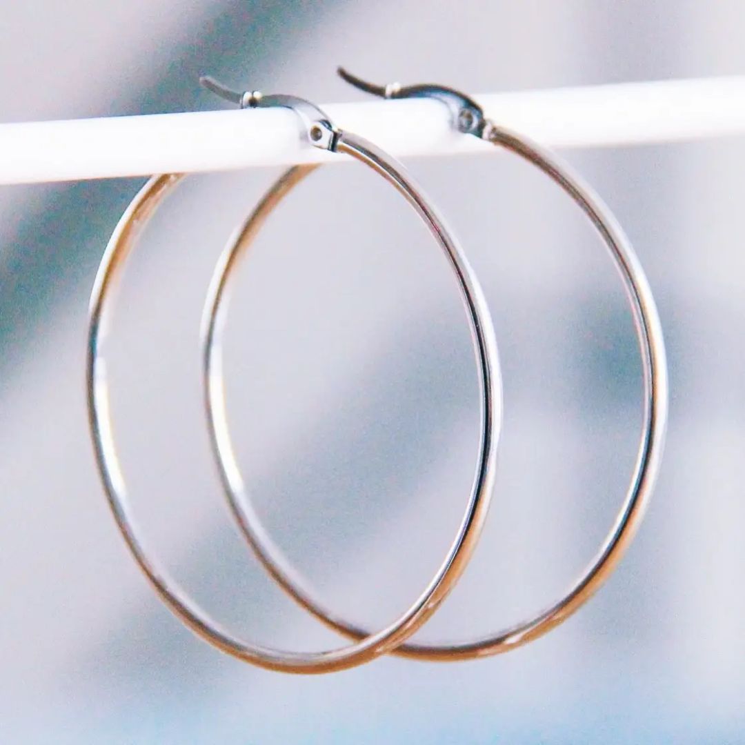 Damen Ohrringe Creolen 'Basic' silber 50 mm