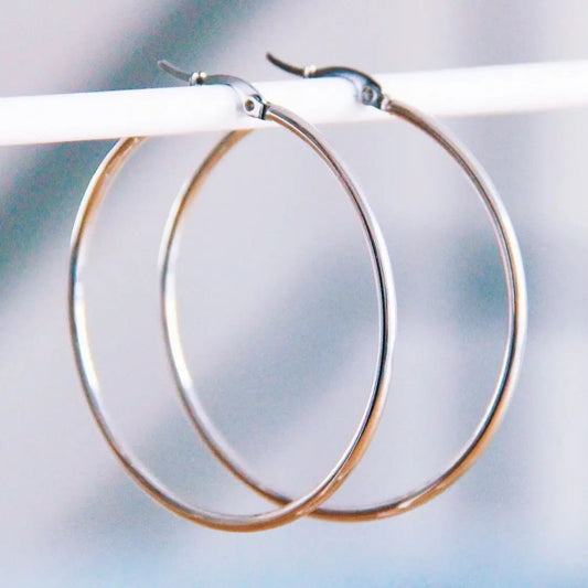 Damen Ohrringe Creolen 'Basic' silber 50 mm