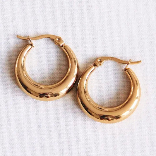 Damen Ohrringe Creolen breit 19 mm gold