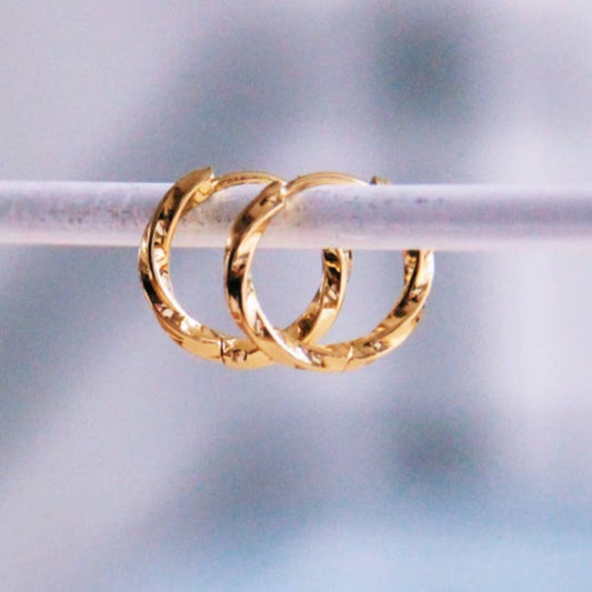 Damen Ohrringe Creolen 'gedreht' gold 14 mm
