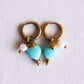Damen Ohrringe Creolen gold mit Edelstein-Herz gold/mint