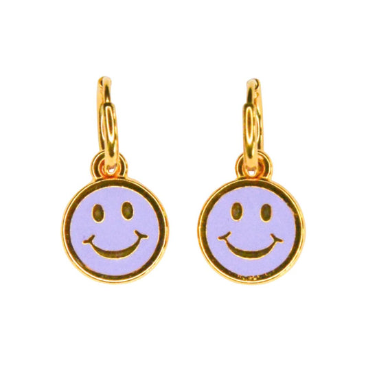 Ohrringe Creolen Smiley lila