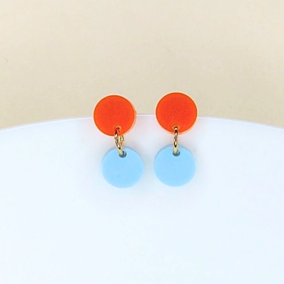 Damen Ohrringe Dotty orange/hellblau