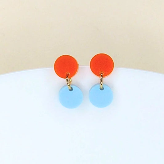 Damen Ohrringe Dotty orange/hellblau