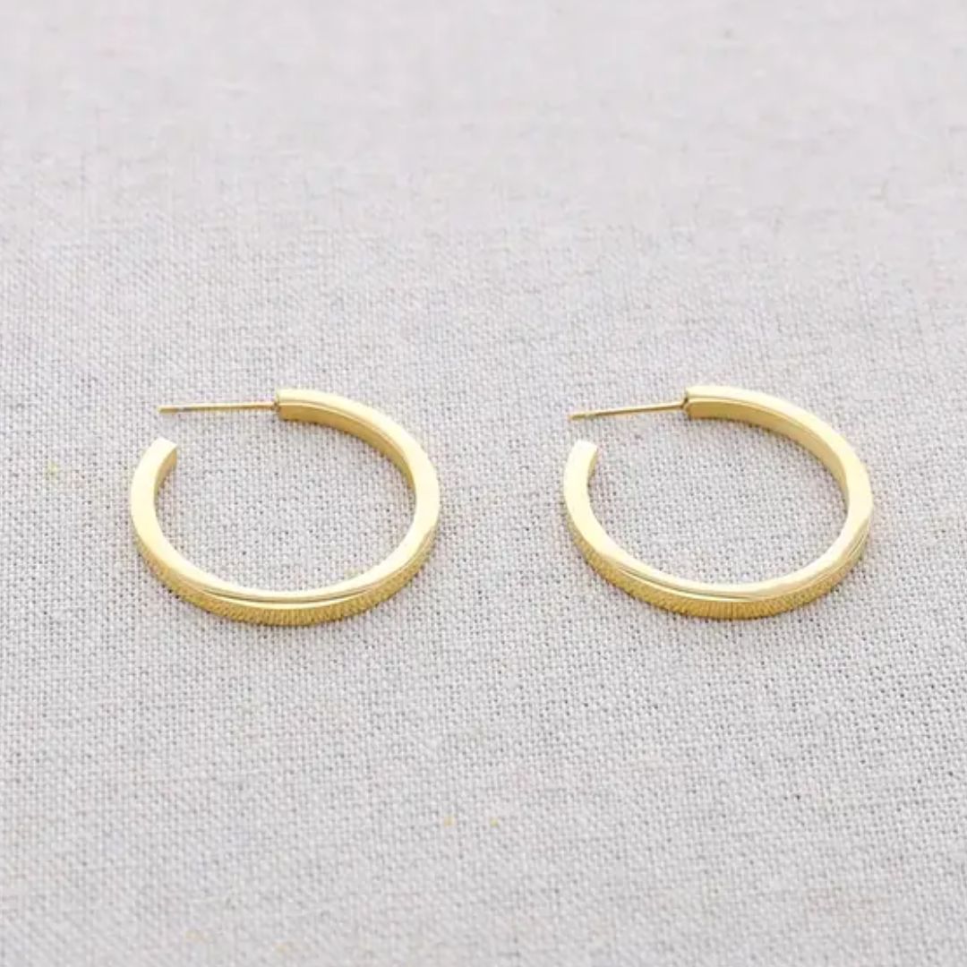 Damen Ohrringe flache Creolen gold