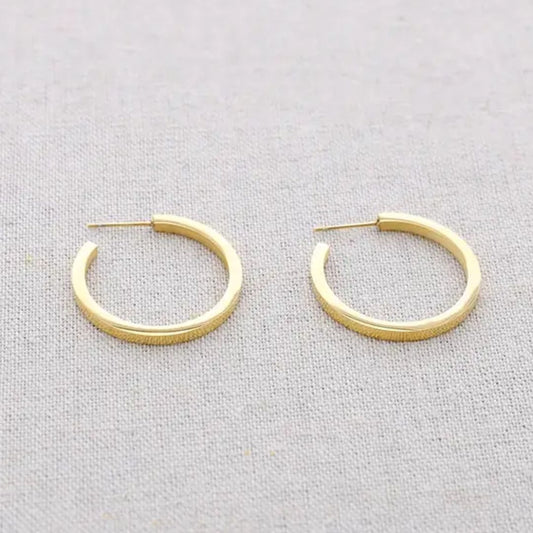 Damen Ohrringe flache Creolen gold