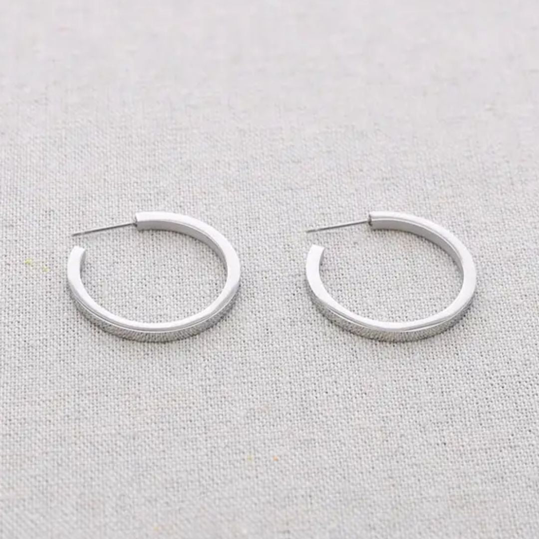 Damen Ohrringe flache Creolen silber