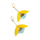 Damen Ohrringe 'Ginkgo-Blüten' gelb/blau