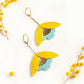 Damen Ohrringe 'Ginkgo-Blüten' gelb/blau