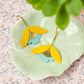 Damen Ohrringe 'Ginkgo-Blüten' gelb/blau