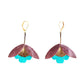 Damen Ohrringe 'Ginkgo-Blüten' metallic rosa/blau
