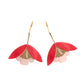 Damen Ohrringe 'Ginkgo-Blüten' rot/hellrosa