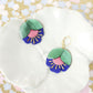 Damen Ohrringe 'Kirschblüten' metallic grün/rosa/blau