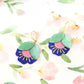 Damen Ohrringe 'Kirschblüten' metallic grün/rosa/blau