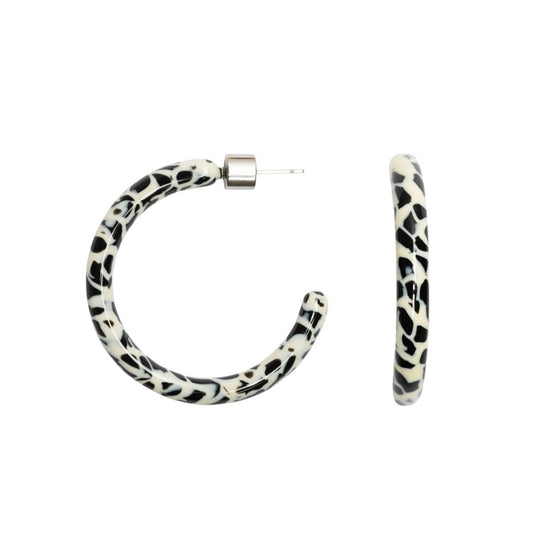 Damen Ohrringe 'Loop Dott' schwarz/weiß