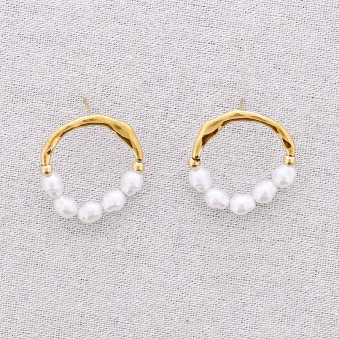 Damen Ohrringe mit Perlenapplikation gold
