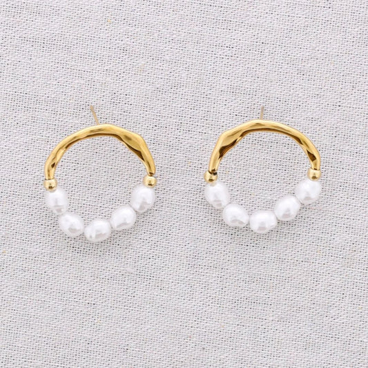 Damen Ohrringe mit Perlenapplikation gold