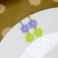 Damen Ohrringe Bunte Blumen violett/lime