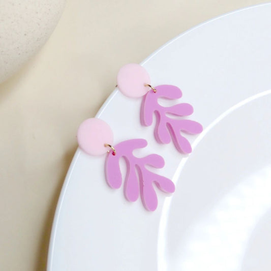 Damen Ohrringe 'Matisse Florale Blatt' violett