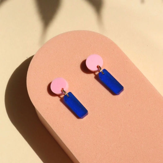 Damen Statement Ohrringe Mini Sticks rosa tintenblau