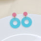 Damen Ohrstecker Circle Colorblock rosa/eisblau