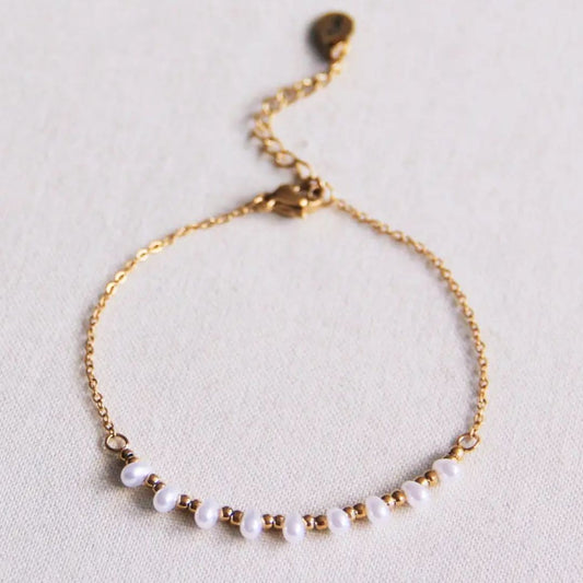Damen Armband mit Miniperlen 'Pearls' gold/weiß