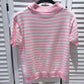 Damen Polo-T-Shirt gestreift rosa/ecru