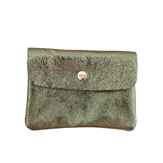 Damen Brieftasche Klein aus Leder metallic persimmon