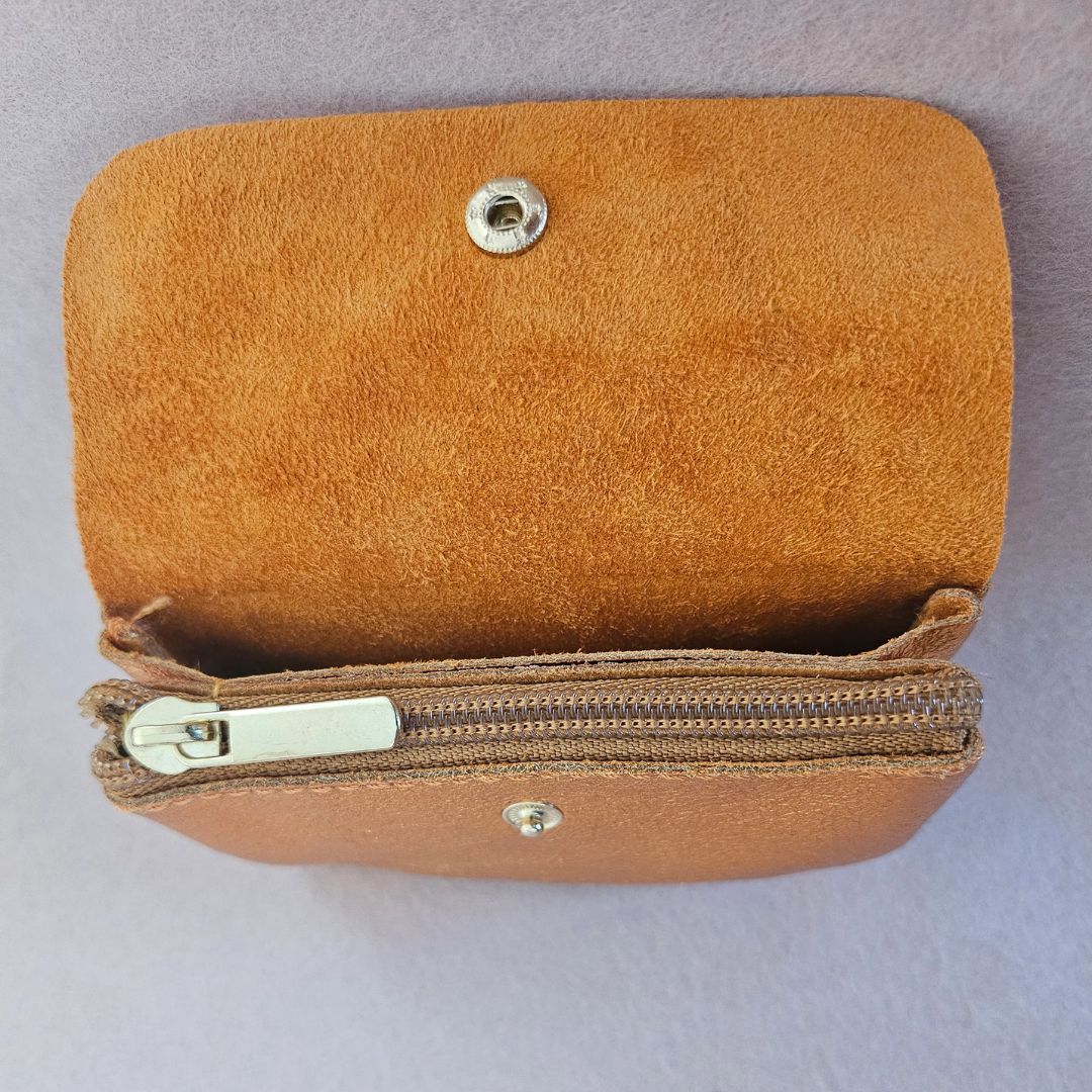 Damen Brieftasche Klein aus Leder metallic persimmon