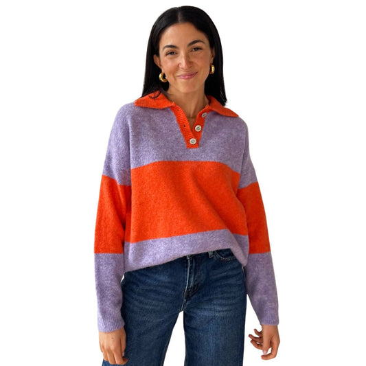 Damen Pullover 'Paola' orange/lila