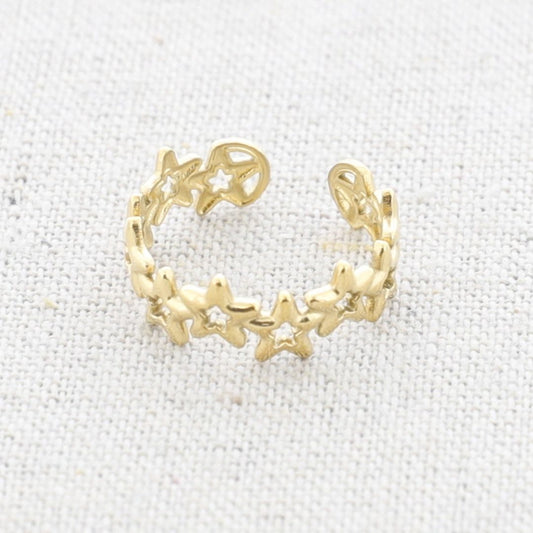 Damen Ring offen 'Empty Stars' gold