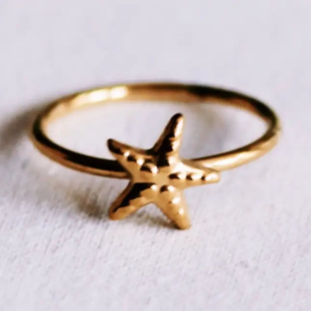 Damen Ring 'Minimalistischer Seestern' gold