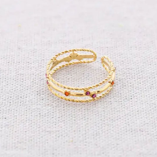 Damen Ring mit Perlenstreifen gold