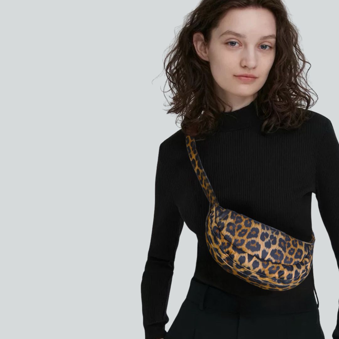 Damen Crossover Schultertasche klein leopardenmuster