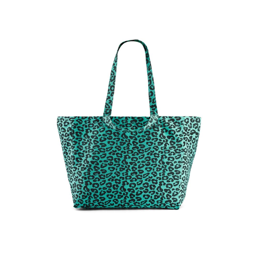 Damen Shopper Leo Print grün