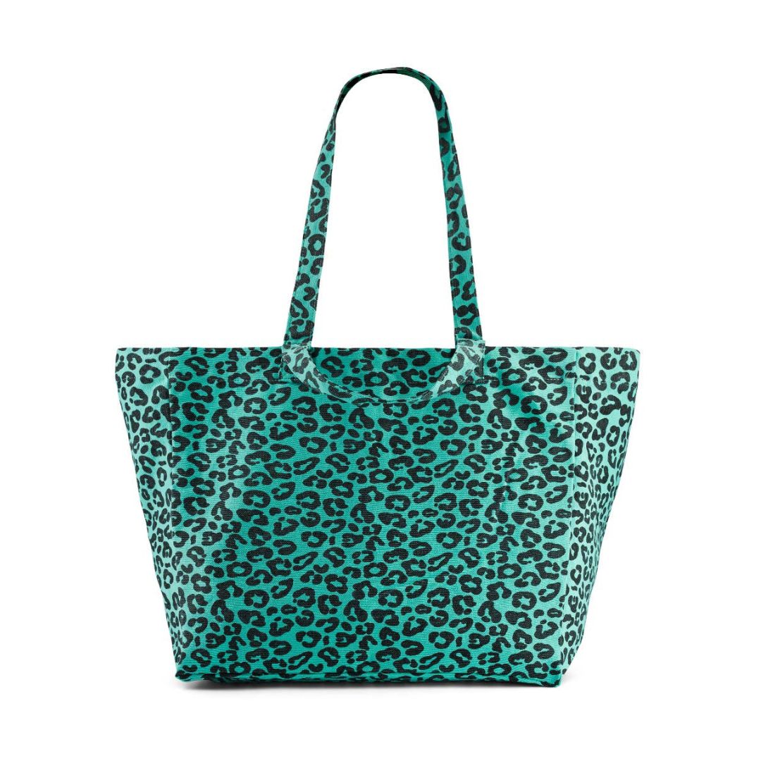 Damen Shopper Leo Print grün