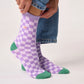 Damen Socken mit Karomuster mehrfarbig violett