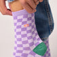 Damen Socken mit Karomuster mehrfarbig violett