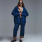 Damen Strickjacke in Marineblau mit goldenen Knöpfen