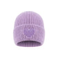 Damen Strickmütze mit Herzdetail lila