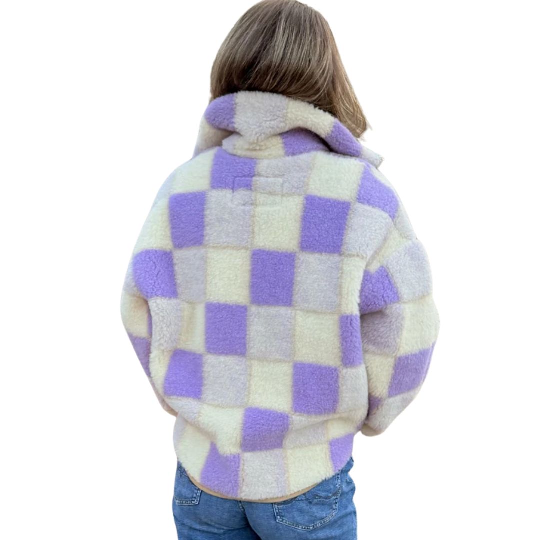 Damen Sweater 'BEL' lila kariert