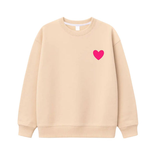 Damen Sweatshirt 'Herz' beige/neonpink