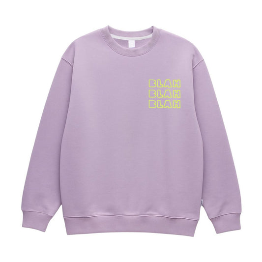 Damen Sweatshirt 'BLAH BLAH BLAH' flieder/neongelb