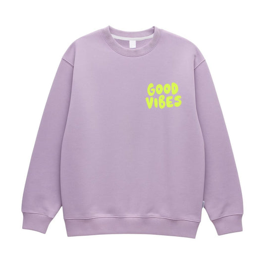 Damen Sweatshirt 'Good Vibes' flieder/neongelb