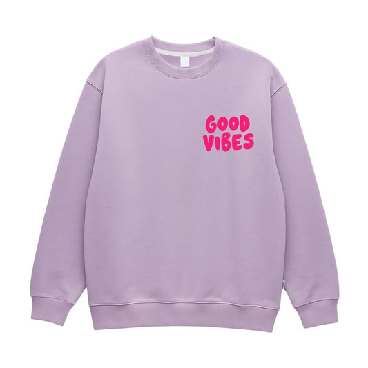 Damen Sweatshirt 'Good Vibes' flieder/neonpink