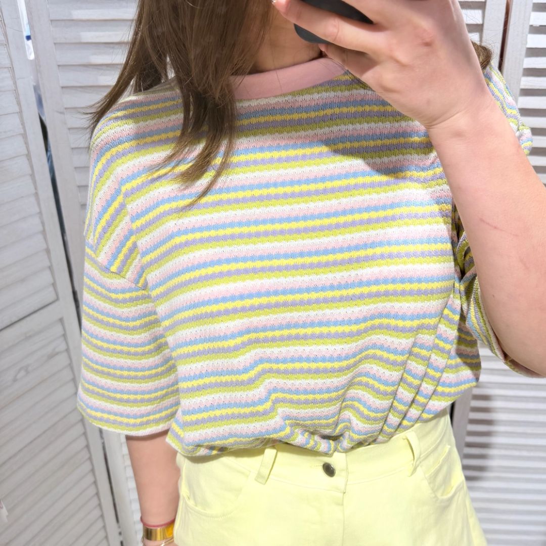 Damen T-Shirt gestreift multicolor pastell