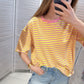 Damen T-Shirt gestreift rosa/gelb-rosa