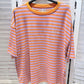 Damen T-Shirt gestreift orange/lila-orange