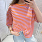 Damen T-Shirt gestreift orange/lila-orange