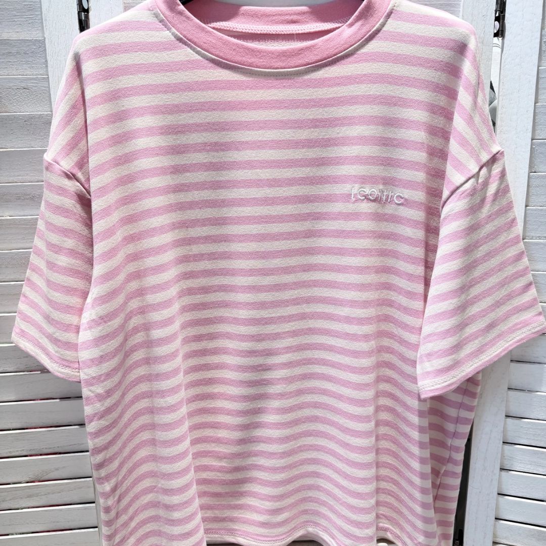Damen T-Shirt gestreift rosa/creme-rosa